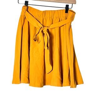 SHEIN mustard yellow elastic waist pleated skirt size large L B160